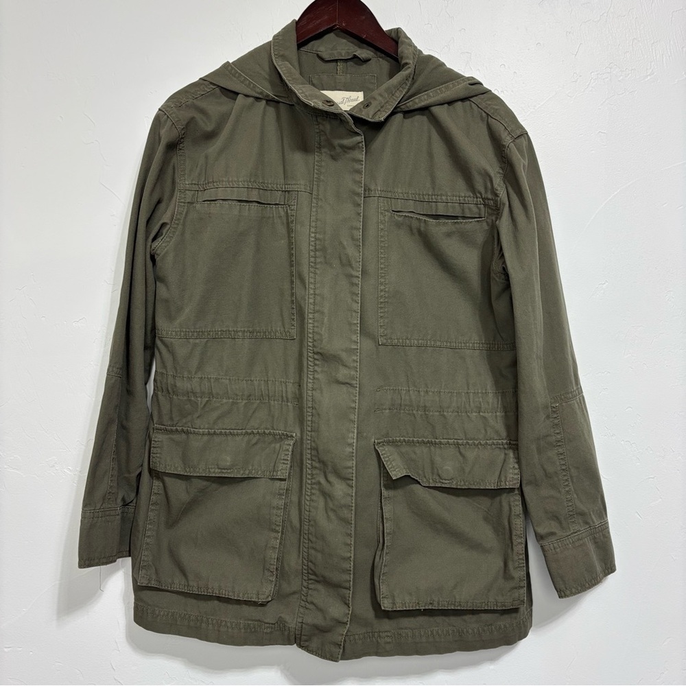Universal Thread Women's Medium Full Zip Hooded Army Military Green Jacket